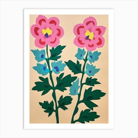 Cut Out Style Flower Art Delphinium 4 Art Print