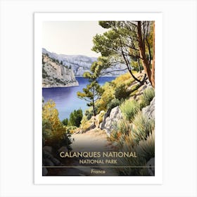 Calanques National Park France Watercolour 1 Art Print