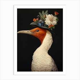 Bird With A Flower Crown Canvasback 1 Art Print