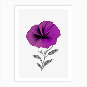 Petunia Floral Minimal Line Drawing 2 Flower Art Print