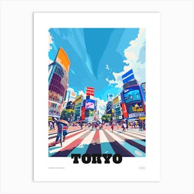 Shibuya Crossing Tokyo 3 Colourful Illustration Poster Art Print