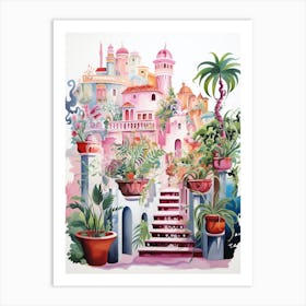 Tivoli Gardens Italy Modern Illustration 2 Art Print