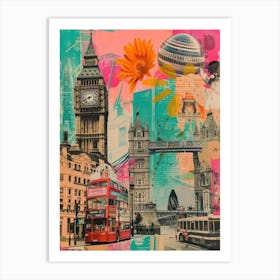 London   Retro Collage Style 2 Art Print