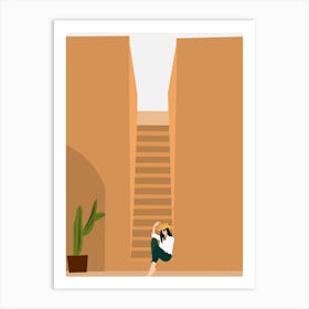 Woman Sitting On The Stairs Art Print