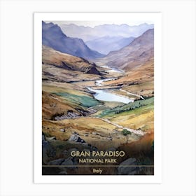 Gran Paradiso National Park Italy Watercolour 4 Art Print