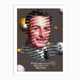 Quote In Ribbon Famous People Walt Disney ― If You Can Dream It, You Can Do It Art Print