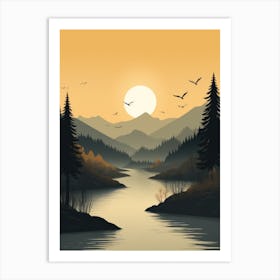 Landscape With Birds 1 Art Print