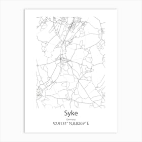 Syke,Germany Minimalist Map Art Print