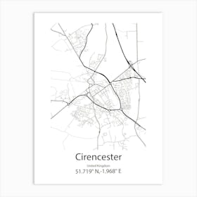 Cirencester,United Kingdom Minimalist Map Art Print