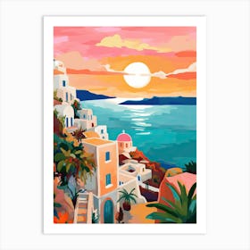 Santorini Greece Travel Italy Housewarming Painting Art Print