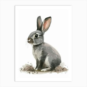 Blanc De Hotot Rabbit Nursery Illustration 4 Art Print