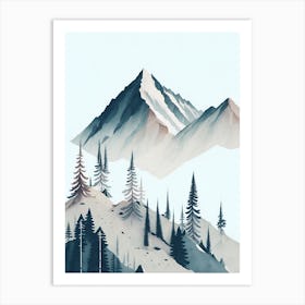Mountain And Forest In Minimalist Watercolor Vertical Composition 271 Art Print