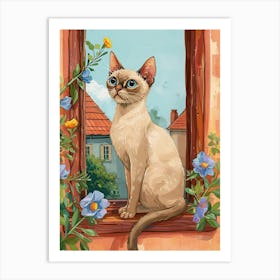 Burmese Cat Storybook Illustration 4 Art Print