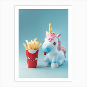 Toy Unicorn Eating Fries Art Print