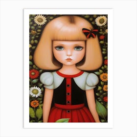 Big Eye Girl In The Garden Art Print