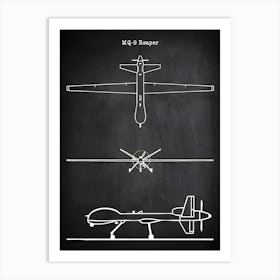 Mq9 Reaper Drone Mq 9 Drone Aircraft Aircraft Art Military Art Drone Art Drone Print Drone Blueprint Airplane Art Vamq91 Art Print