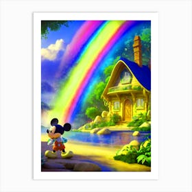 Mickey Mouse And The Rainbow Art Print