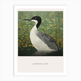 Ohara Koson Inspired Bird Painting Common Loon 1 Poster Art Print