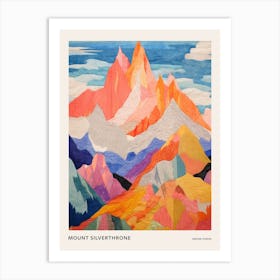 Mount Silverthrone 2 Colourful Mountain Illustration Poster Art Print