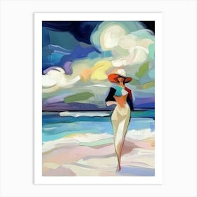 Woman On The Beach Art Print