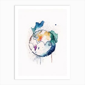 Globe Symbol 2 Minimal Watercolour Art Print