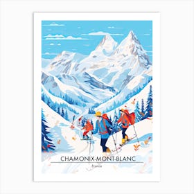 Chamonix Mont Blanc   France, Ski Resort Poster Illustration 6 Art Print