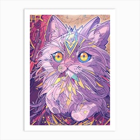 Cute Violet Cat Art Print