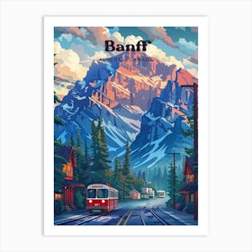 Banff Alberta Rocky Mountains Travel Illustration Art Print