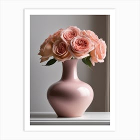 A Vase Of Pink Roses 25 Art Print