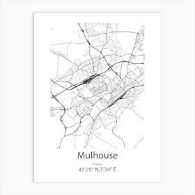 Mulhouse,France Minimalist Map Art Print