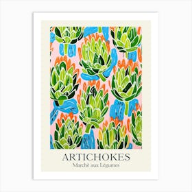 Marche Aux Legumes Artichokes Summer Illustration 1 Art Print