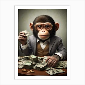 Monkey With Money Art Print