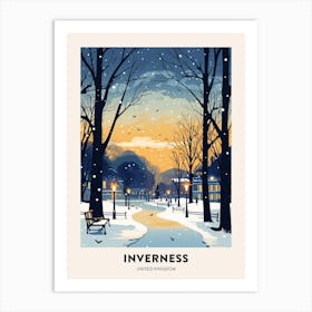 Winter Night  Travel Poster Inverness United Kingdom 1 Art Print