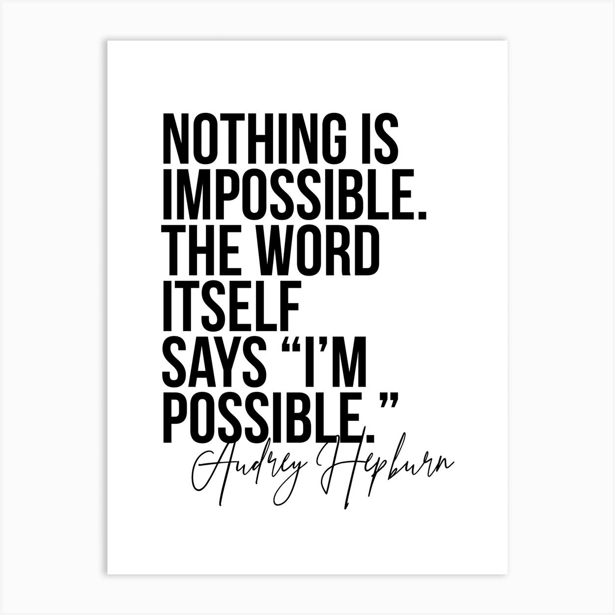 Impossible Quote Print Poster Rose Gold Wall Art
