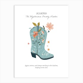 Scorpio Cowboy Boots Zodiac Preppy Western Cowgirl Art Print