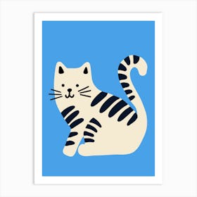 Striped Cat Cute Illustration Art Print