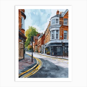 Richmond Upon Thames London Borough   Street Watercolour 4 Art Print