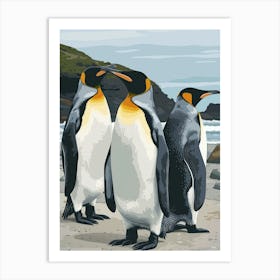 Emperor Penguin Boulders Beach Simons Town Minimalist Illustration 1 Art Print