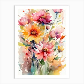 Watercolor Flowers Art Print