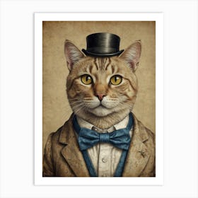 Cat In Top Hat 5 Art Print