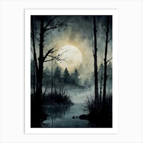 Full Moon In The Forest 8 Art Print