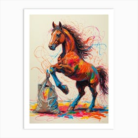 Horse With A Bag Art Print