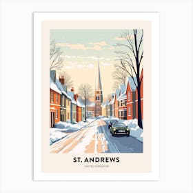 Vintage Winter Travel Poster St Andrews United Kingdom 2 Art Print