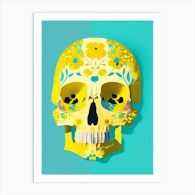 Skull With Floral Patterns Yellow Paul Klee Art Print