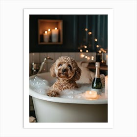 Cavapoo Taking A Bubble Bath 1 Art Print