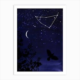 Starry Night and Moon #5 Art Print
