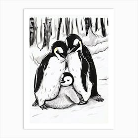 Emperor Penguin Huddling For Warmth 1 Art Print