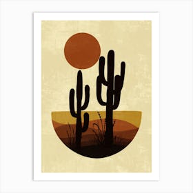 Cactus And Sunset Art Print