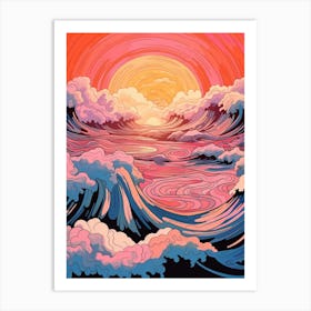 Waves Abstract Geometric Illustration 12 Art Print