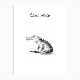 B&W Crocodile Poster Art Print